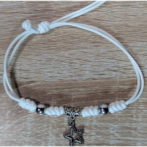 White Adjustable Cord Bracelet Star Charm Minimalist Boho Jewelry